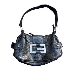 Vintage Black Snakeskin Y2K Guess Shoulder Bag